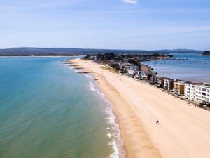 A view of the Sandbanks Beach with Poole Harbour, Dorset // Kiterr.com