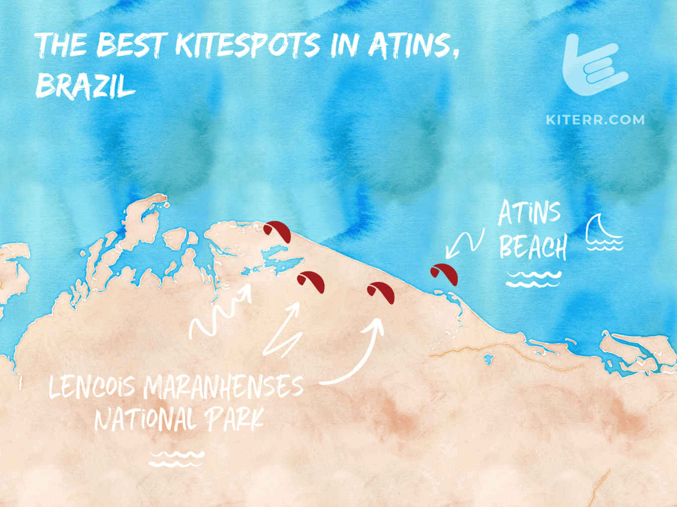 The best kitesurfing spots in Brazil - Atins - map & spot guide // Kiterr.com