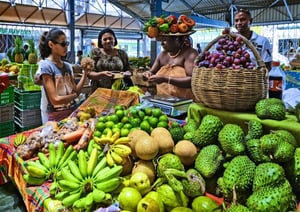 Fruit market stall - Providenciales, Turks & Caicos Islands - photo by Bruno De Hogues | Kiterr.com