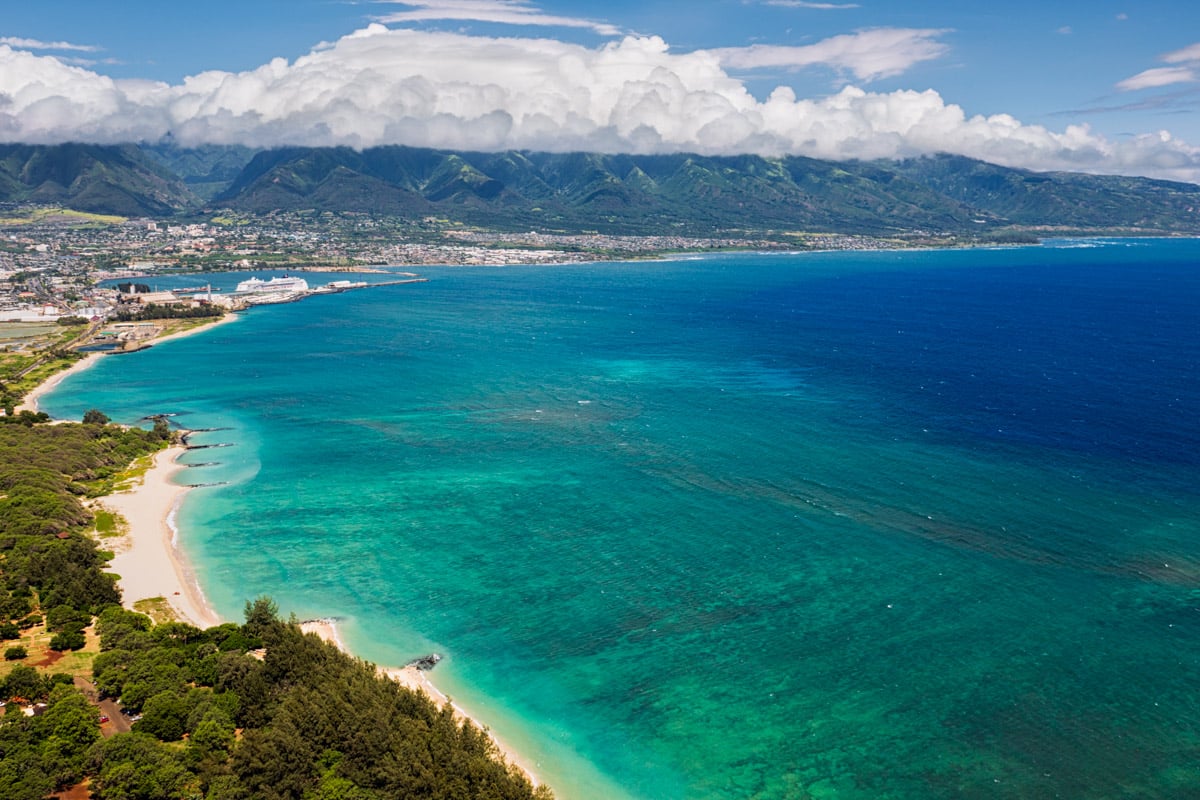 A drone shot of Kite Beach / Teach Beach in Maui, Hawaii // Kiterrcom