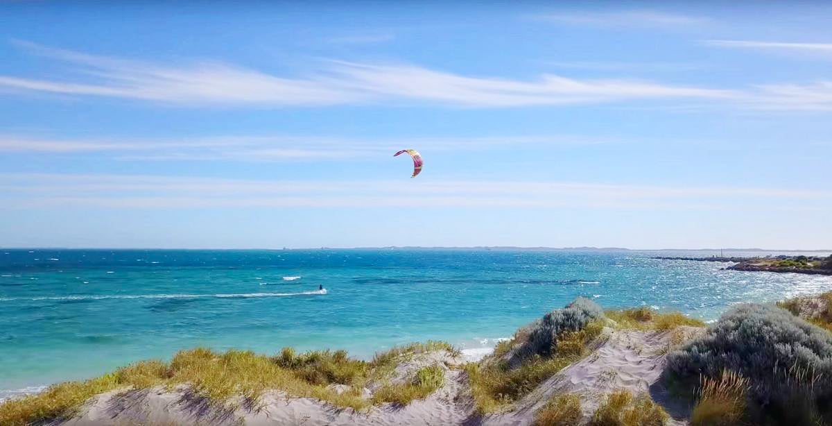 Kiteboarding at Woodman Point in Perth