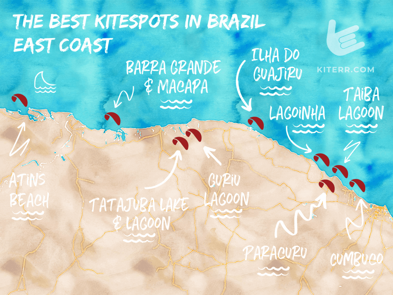 The best kitesurfing spots in Brazil - Atins & East Coast - map & spot guide // Kiterr.com